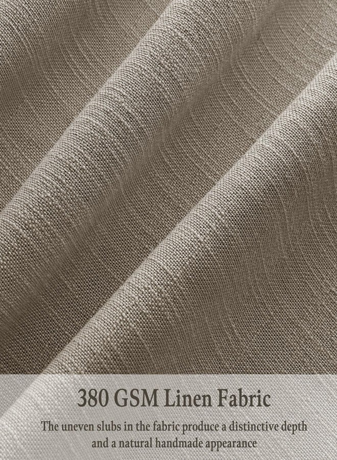 TWODRAPES Taupe Linen Curtains 84 Inch Length 2 Panels Set for Living Room Pinch Pleated Semi Sheer Window Drapes Light Filtering Burlap Flax Bedroom Curtain with Back Tab 50 x 84 Inches Burlywood Birch - Image 3