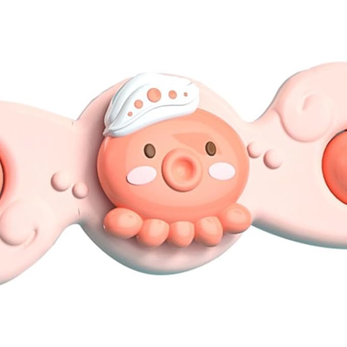 Bewinner Edge Suction Cup Rotating Toy Strong Suction Interesting Toy for Fine Hand Movement Exercises (2 Heads Pink 1.1oz) - Image 1