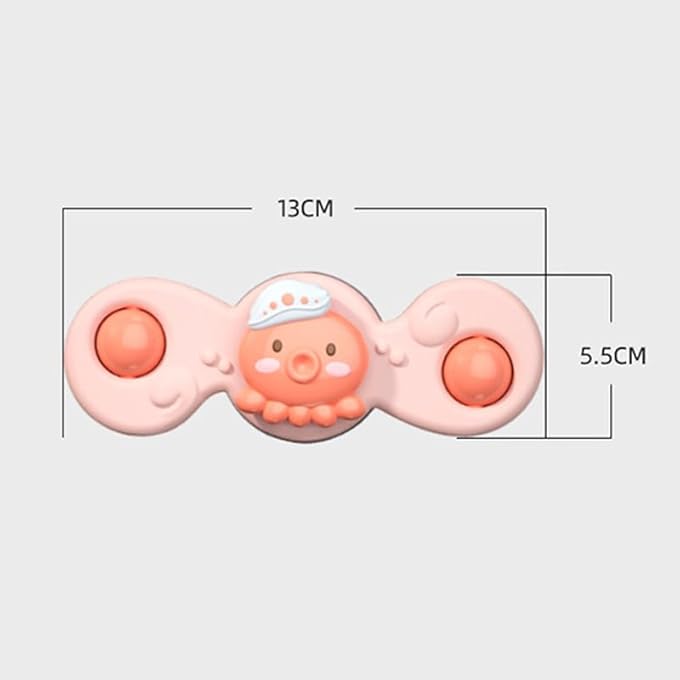 Bewinner Edge Suction Cup Rotating Toy Strong Suction Interesting Toy for Fine Hand Movement Exercises (2 Heads Pink 1.1oz) - Image 2