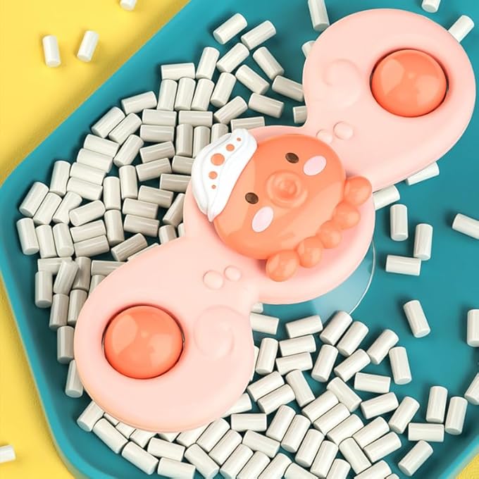 Bewinner Edge Suction Cup Rotating Toy Strong Suction Interesting Toy for Fine Hand Movement Exercises (2 Heads Pink 1.1oz) - Image 3