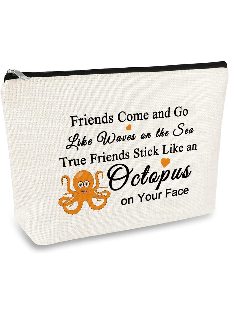 Mikela Friendship Makeup Bag Funny Best Friend Gift for Women Octopus Lover Gift for Sister Travel Cosmetic Bag Long Distance Friendship Present Birthday Graduation Present for Best Friends Bestie Sister 