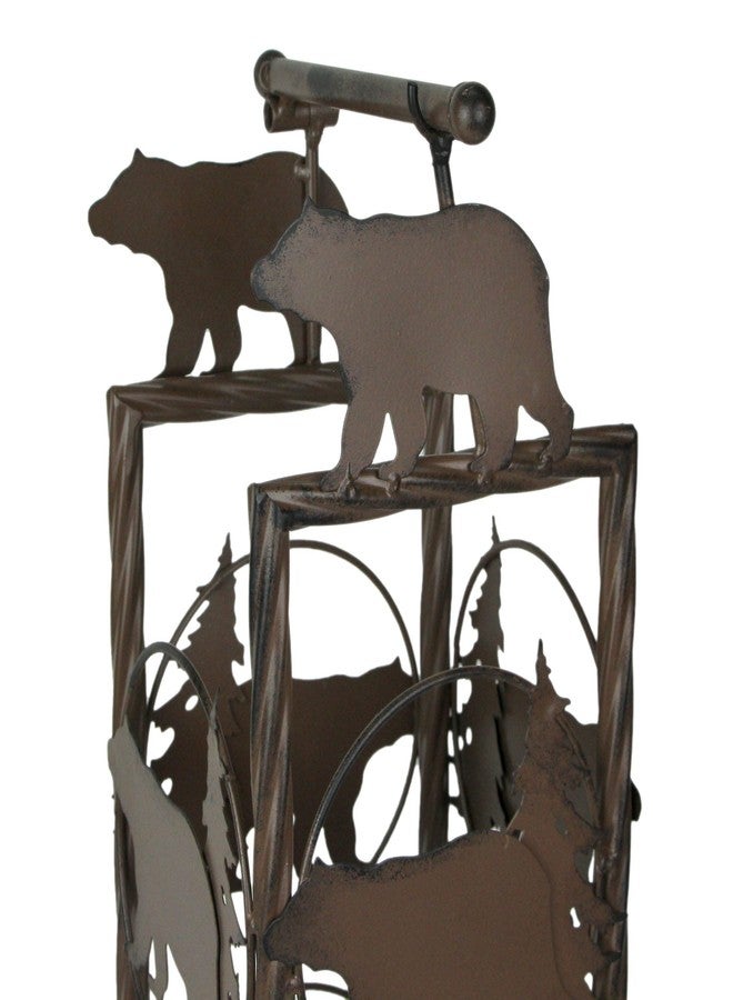 De Leon Collections DeLeon Collections Rustic Metal Brown Bear Floor Standing Toilet Paper Holder with Extra Roll Storage, One Size - Image 3