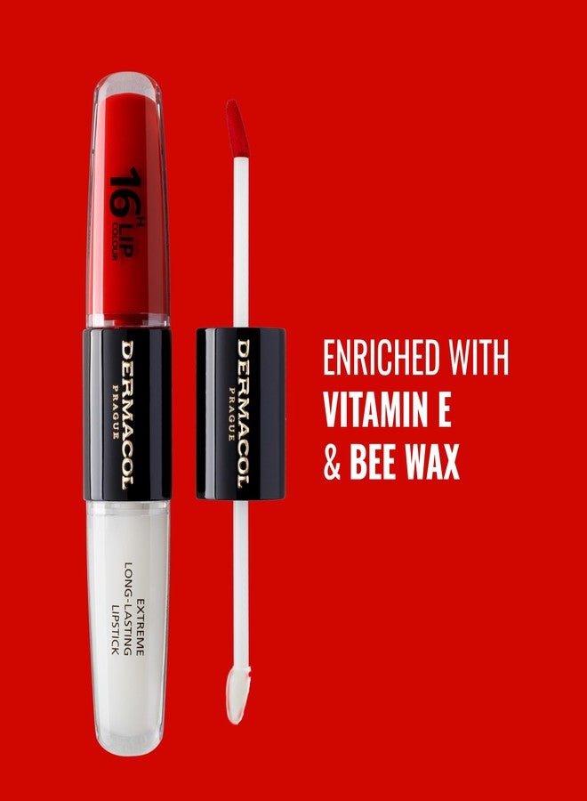 Dermacol NEW 16-Hour Lip Colour, Highly Pigmented Glossy Lip Stain, Two-Phase Lip Plumper Gloss, Kissproof Lip Makeup Products with Matte and Glitter Finish, n.4 - Image 3