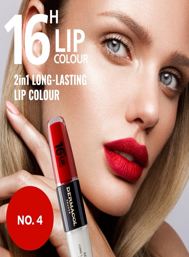 Dermacol NEW 16-Hour Lip Colour, Highly Pigmented Glossy Lip Stain, Two-Phase Lip Plumper Gloss, Kissproof Lip Makeup Products with Matte and Glitter Finish, n.4 - Image 4
