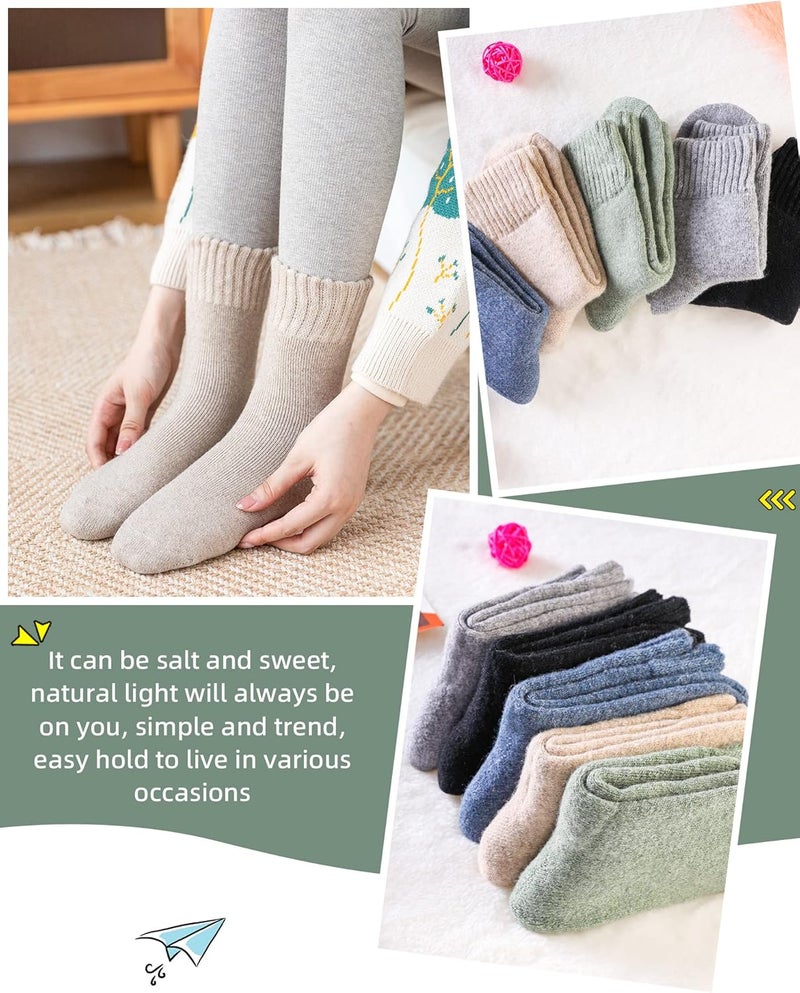Velice Wool Socks for Women Merino Wool Boot Hiking Thick Thermal Warm Winter Crew Cushion Cozy Work Socks 5 Pairs - Image 3