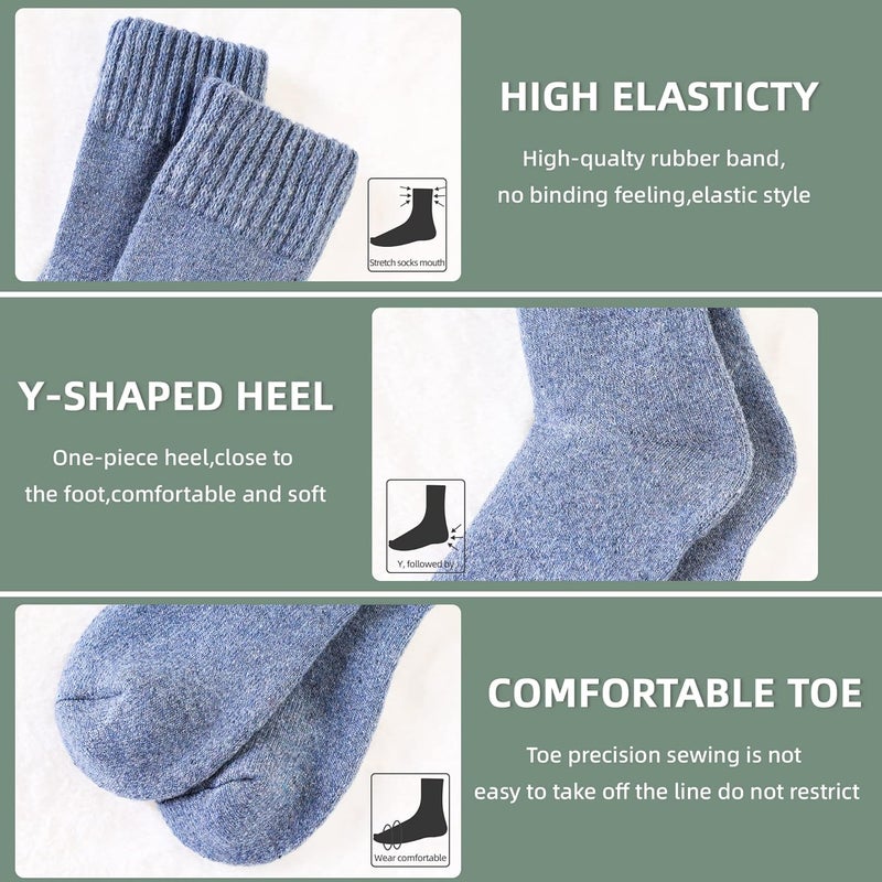 Velice Wool Socks for Women Merino Wool Boot Hiking Thick Thermal Warm Winter Crew Cushion Cozy Work Socks 5 Pairs - Image 5