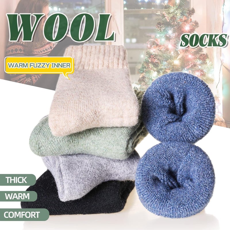 Velice Wool Socks for Women Merino Wool Boot Hiking Thick Thermal Warm Winter Crew Cushion Cozy Work Socks 5 Pairs - Image 2