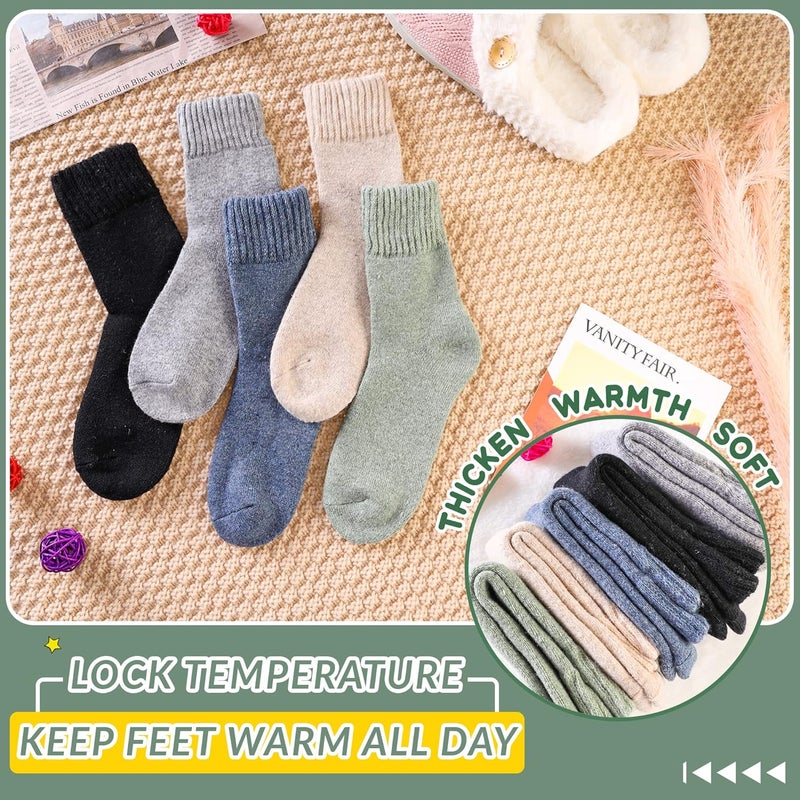Velice Wool Socks for Women Merino Wool Boot Hiking Thick Thermal Warm Winter Crew Cushion Cozy Work Socks 5 Pairs - Image 4