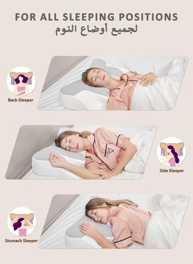 ELTRAZONE Memory Foam Butterfly Cervical Pillow for Neck & Shoulder Pain Relief | Ergonomic Orthopedic Contour Support for Side, Back & Stomach Sleepers with Breathable Washable Cover for Deep Comfortable Sleep - Image 3