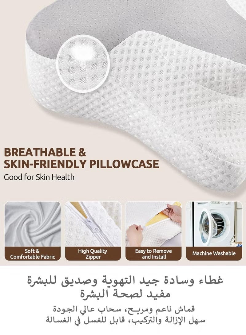 ELTRAZONE Memory Foam Butterfly Cervical Pillow for Neck & Shoulder Pain Relief | Ergonomic Orthopedic Contour Support for Side, Back & Stomach Sleepers with Breathable Washable Cover for Deep Comfortable Sleep - Image 5