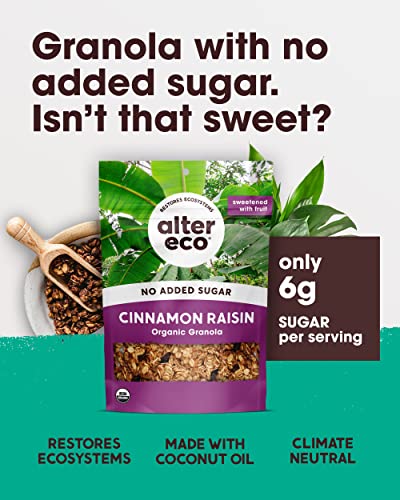 Alter Eco Cinnamon Raisin Granola Healthy Organic Breakfast  Snack Naturally Sweetened with Fruit Vegan No Artificial Sugars or Additives RegenerativelyFarmed Oats Cinnammon Raisin  1 Pack - Image 5