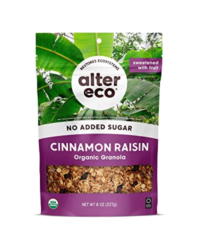 Alter Eco Cinnamon Raisin Granola Healthy Organic Breakfast  Snack Naturally Sweetened with Fruit Vegan No Artificial Sugars or Additives RegenerativelyFarmed Oats Cinnammon Raisin  1 Pack - Image 1