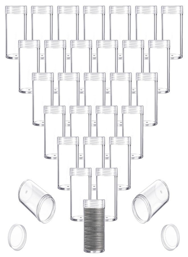 Caeuiciw 30 Pcs Half Dollar Coin Tubes Clear Plastic Half Dollar Storage Tubes with Screw Lid Containers for Coins Collection Supplies (2.6 x 1.3 Inch) - Image 1
