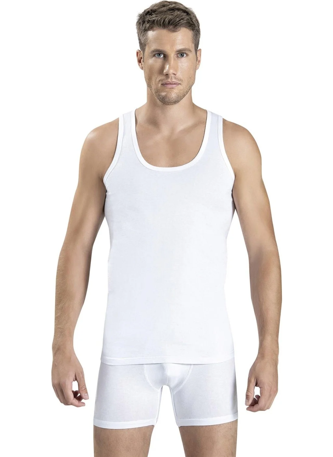 جيبر Men's Cotton Wide Strap Undershirt 101 - 6 Pieces