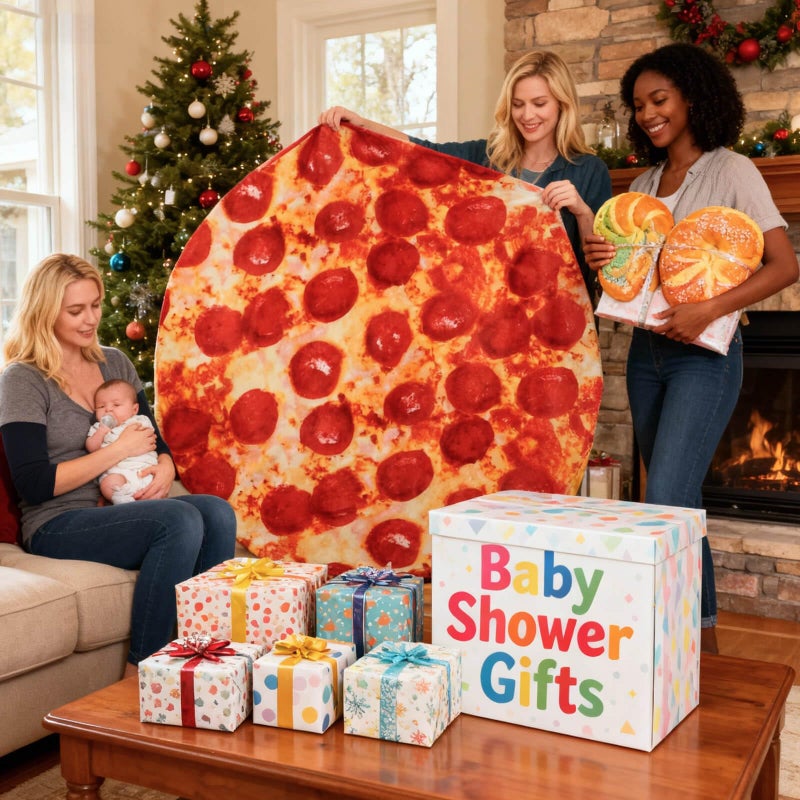 Acteb Pepperoni Pizza Blanket Baby Stuff Shower White Elephant Gifts for Kids Throw Blankets Wrap Swaddle Toddler Boy Girl Party Novelty Gag Pets Soft Fleece 40in - Image 2