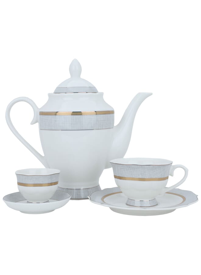 السيف غاليري طقم سفرة بورسلان دائري أبيض بخط ذهبي 65 قطعة - Image 1