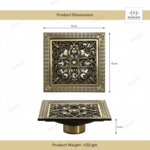 B Backline Brass Floor Drainer Bathroom Floor Water Drainer Bathroom Drain Grating with Anti-Foul Cockroach Trap 5 X 5 Inches (Antique Finish 6) - Image 4