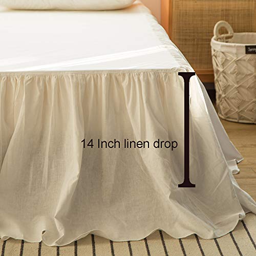 Simple&Opulence Belgian Linen Bed Skirt with Classic 14 inch Tailored Drop Dust Ruffle, Easy Fit Breathable Premium Natural Flax- Pleated White, Queen - Image 3