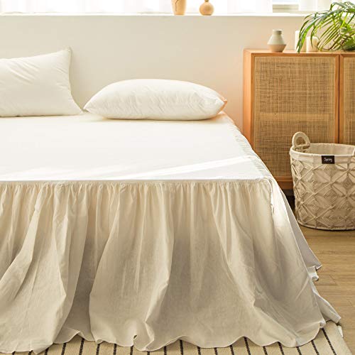 Simple&Opulence Belgian Linen Bed Skirt with Classic 14 inch Tailored Drop Dust Ruffle, Easy Fit Breathable Premium Natural Flax- Pleated White, Queen - Image 2