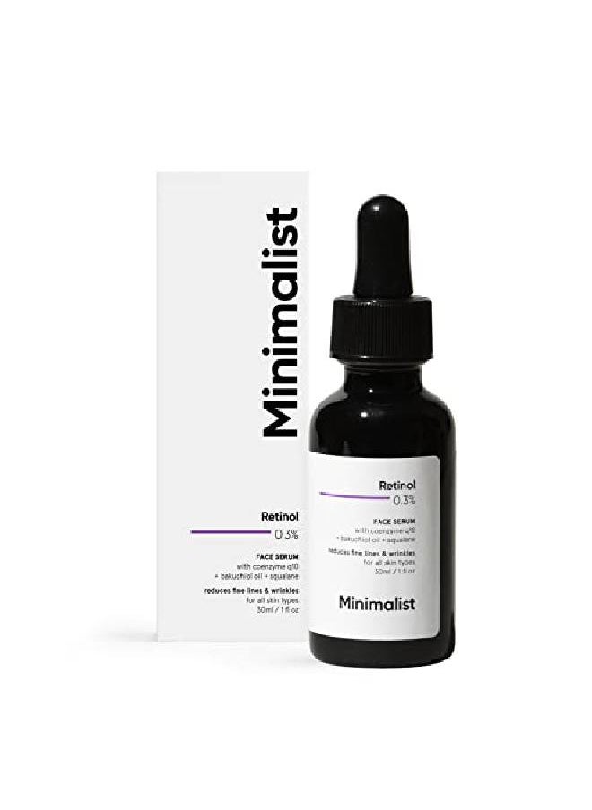 MINIMALIST 0.3% Retinol Face Serum For Anti Aging | Night Face Serum With Retinol Q10 To Reduce Fine Lines Wrinkles | For Women Men  - Image 1