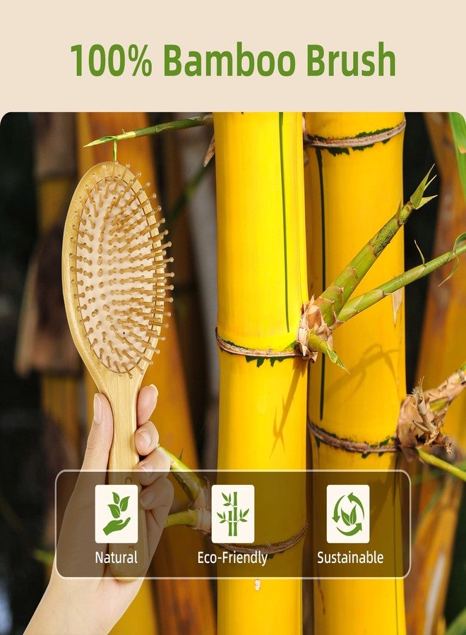 Combetter Bamboo Hair Brush for Hair Growth -Natural bamboo Paddle Detangling Brush for All Hair Types (Thick/Thin/Curly)-Wet/Dry Use Scalp Massage hairbrush for Women, Men, Kids - Image 3