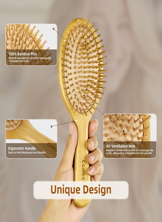Combetter Bamboo Hair Brush for Hair Growth -Natural bamboo Paddle Detangling Brush for All Hair Types (Thick/Thin/Curly)-Wet/Dry Use Scalp Massage hairbrush for Women, Men, Kids - Image 4