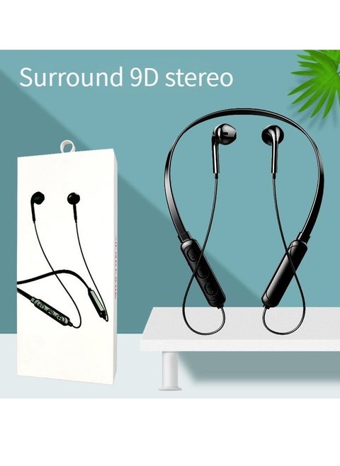 Wireless Bluetooth Headphones Hanging Neck Stereo Noise Canceling Universal 5.0 Sports Headphones (Black)