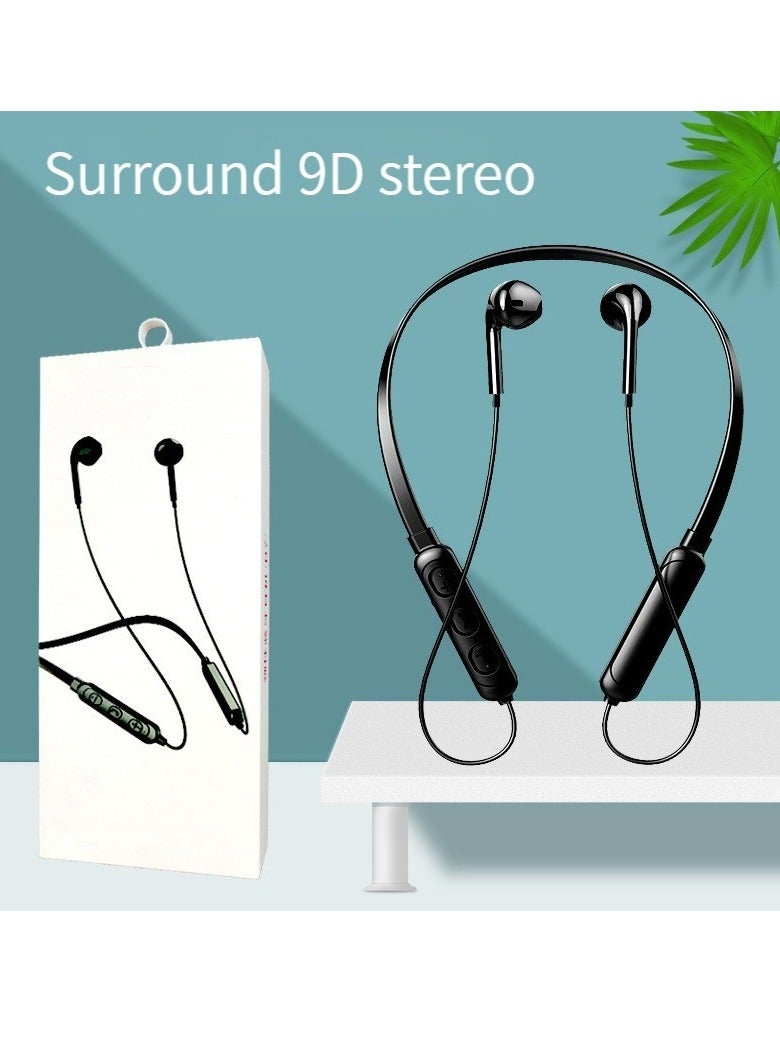Wireless Bluetooth Earphones Neckband Stereo Noise Cancelling Universal Sports Earphones With Hands-free Function (Black) - Image 1