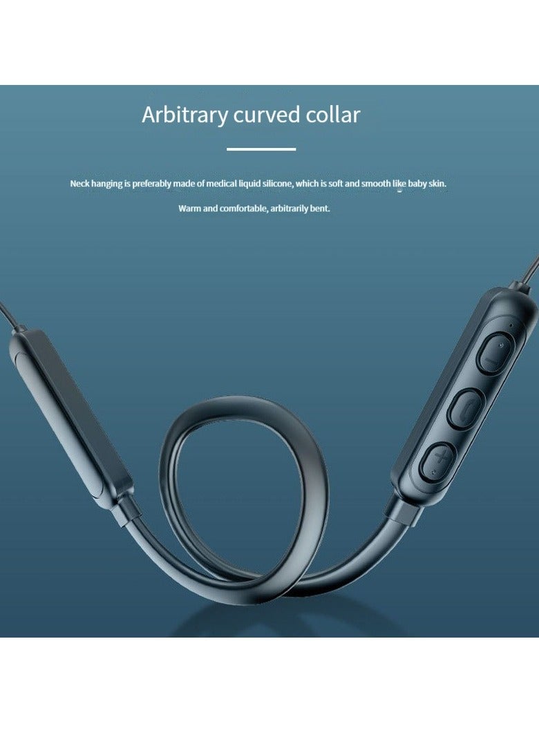 Wireless Bluetooth Earphones Neckband Stereo Noise Cancelling Universal Sports Earphones With Hands-free Function (Black) - Image 2