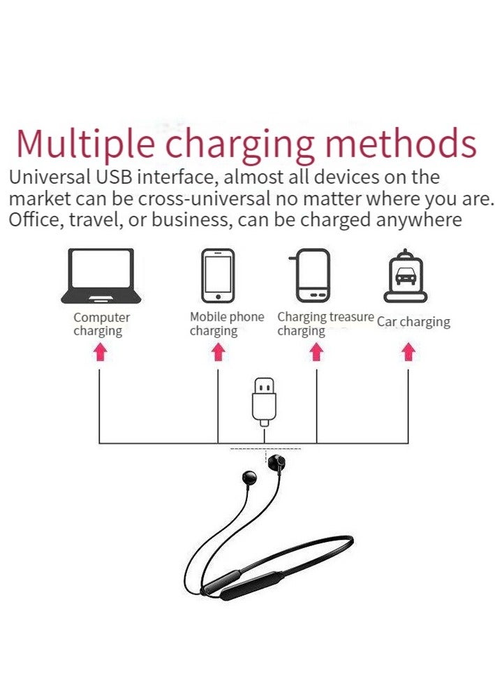 Wireless Bluetooth Earphones Neckband Stereo Noise Cancelling Universal Sports Earphones With Hands-free Function (Black) - Image 5