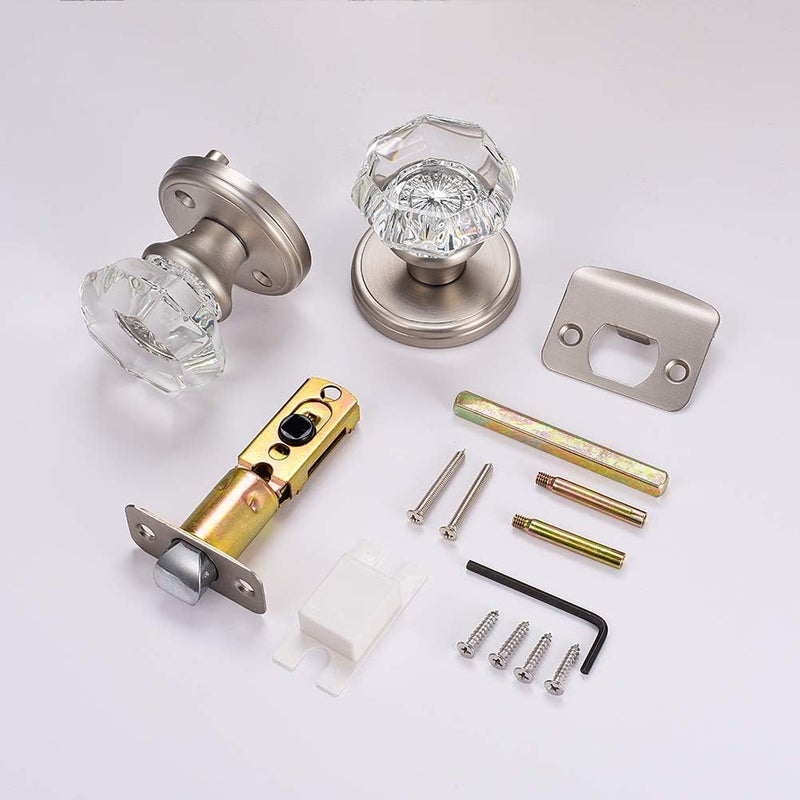 CLCTK Modern Glass Door Knobs, Passge Hall Closet Door Knobs, Satin Nickel - Image 3