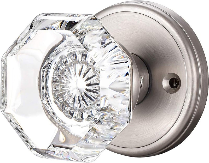 CLCTK Modern Glass Door Knobs, Passge Hall Closet Door Knobs, Satin Nickel - Image 2