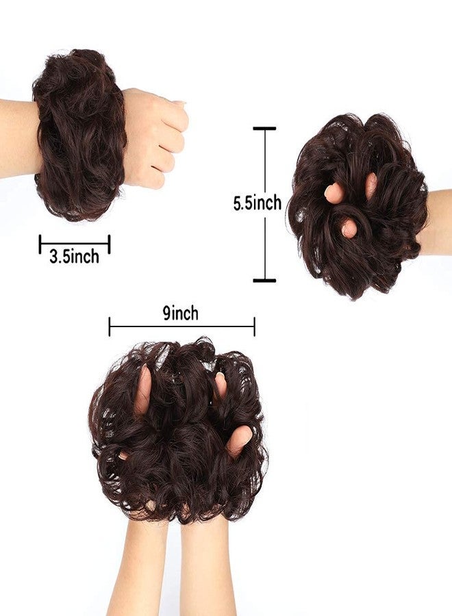 Calitate24 Messy Bun Hair Piece Brown Hair Bun Extension, Women Ponytail Extension Wavy Hair Wig Synthetic Fiber Scrunchies with Elastic Rubber Band Artificial Hair Tousled Updo Chignon - Image 2