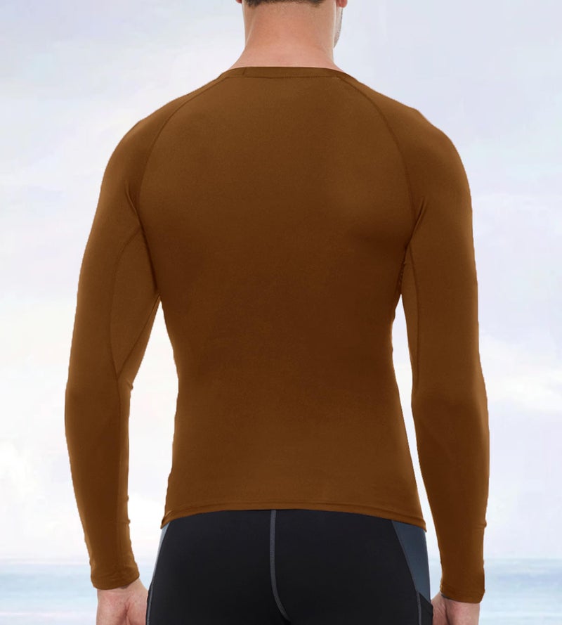 SPVISE Brown Long Sleeve Compression Shirt Men Cool Dry Workout Shirts Running Gym T-Shirt Thermal Tops Athletic Base Layer - Image 5