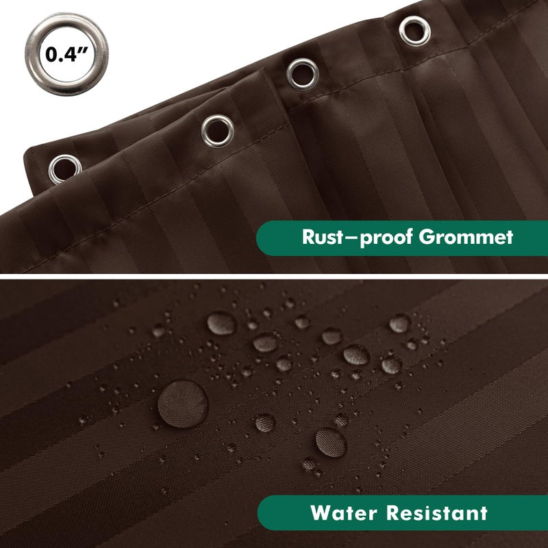 Biscaynebay Fabric Shower Curtain or Liner 72" by 72", Brown Water Repellent Damask Stripes Bathroom Curtains Machine Washable - Image 3