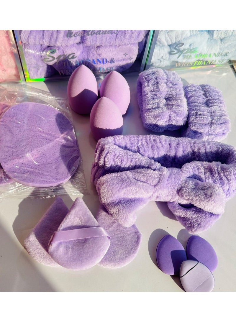 14-Piece Professional Makeup Sponge Set - Soft Beauty Blender Sponges with Hair Bands, Applicator Pads, and Headbands - for Precise and Elegant Foundation and Powder Application - Image 1