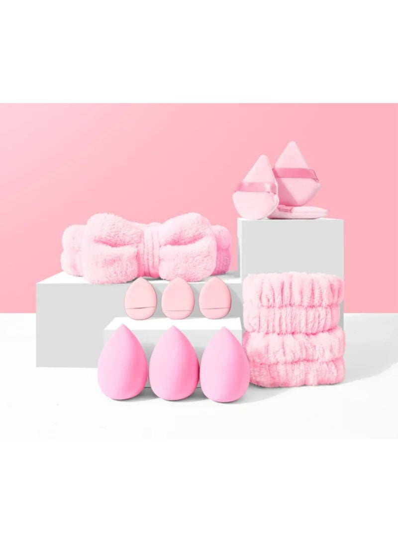 14-Piece Professional Makeup Sponge Set - Soft Beauty Blender Sponges with Hair Bands, Applicator Pads, and Headbands - for Precise and Elegant Foundation and Powder Application - Image 4