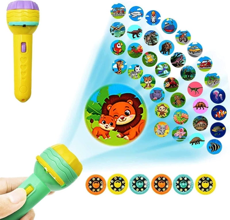 3Slide Mini Projector Torch for Kids 24 Patterns Friendzy Manual Hand Press Fruit Fan for Kids Combo - Image 5