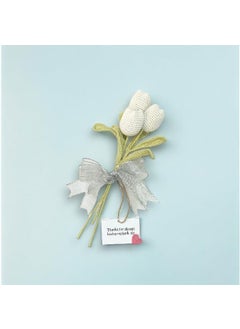 Happy Threads Happy Threads|Handmade Crochet White Tulips Flower Bouquet,Eco-Friendly & Elegant Floral Arrangements for Sisters,Best Decorative & Gifting Items for Home and Office  - Image 1