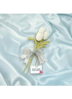 Happy Threads Happy Threads|Handmade Crochet White Tulips Flower Bouquet,Eco-Friendly & Elegant Floral Arrangements for Sisters,Best Decorative & Gifting Items for Home and Office  - Image 3