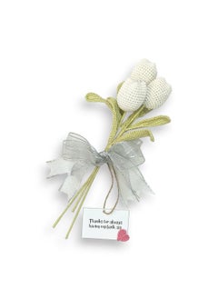 Happy Threads Happy Threads|Handmade Crochet White Tulips Flower Bouquet,Eco-Friendly & Elegant Floral Arrangements for Sisters,Best Decorative & Gifting Items for Home and Office  - Image 2