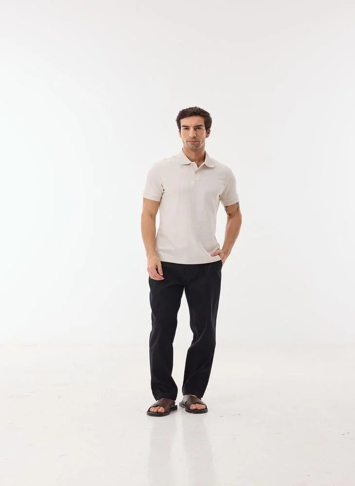 Ashita Fernandes  Ilyas Men’s Off White Cotton Blend Polo T-Shirt – Relaxed Fit, Solid, Lightweight Smart Casual Wear for Men | Best Price UAE