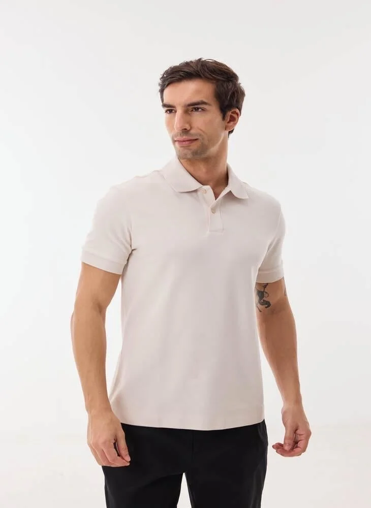 أشيتا فرنانديز Ilyas Men’s Off White Cotton Blend Polo T-Shirt – Relaxed Fit, Solid, Lightweight Smart Casual Wear