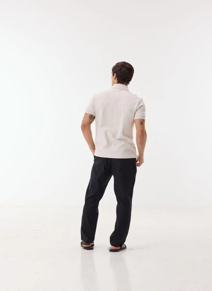 أشيتا فرنانديز Ilyas Men’s Off White Cotton Blend Polo T-Shirt – Relaxed Fit, Solid, Lightweight Smart Casual Wear