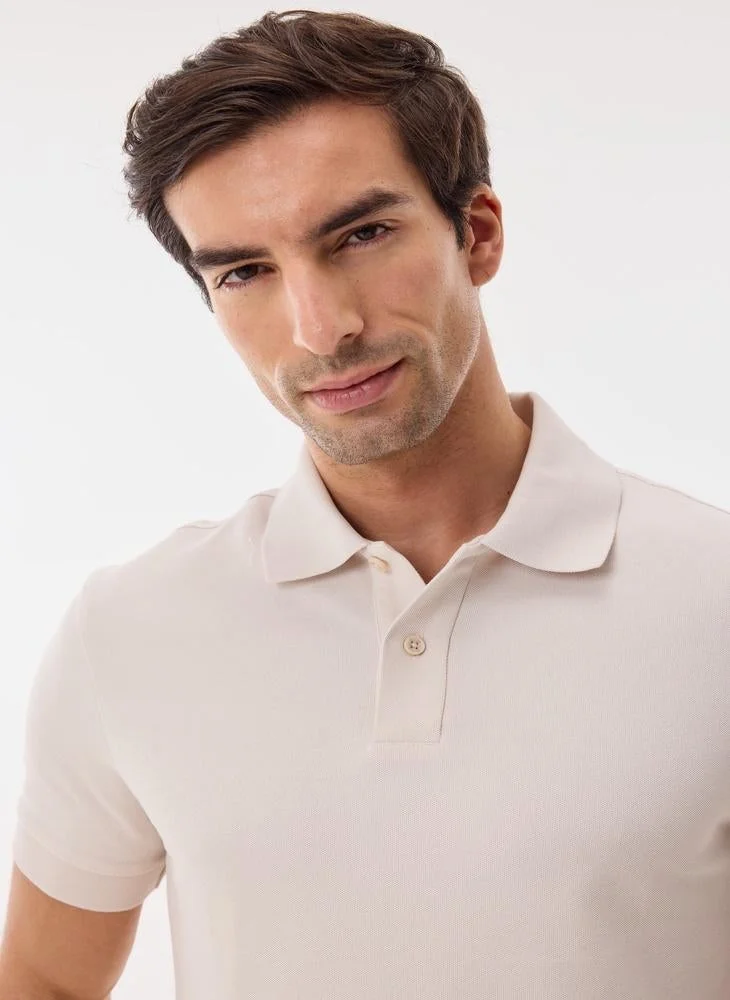 Ashita Fernandes  Ilyas Men’s Off White Cotton Blend Polo T-Shirt – Relaxed Fit, Solid, Lightweight Smart Casual Wear for Men | Best Price UAE