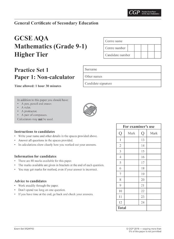 null - GCSE Maths AQA Practice Papers: Higher - for the Grade 9-1 Course - Image 1