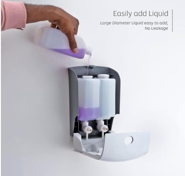 InnMart Dual Chamber Wall Mount Plastic Soap Dispenser 500 ml x 2 - Image 3