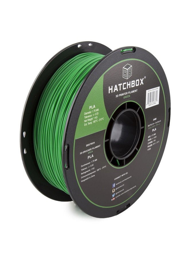 HATCHBOX PLA 3D Printer Filament, Dimensional Accuracy +/- 0.03 mm, 1 kg Spool, 1.75 mm, Green - Image 1