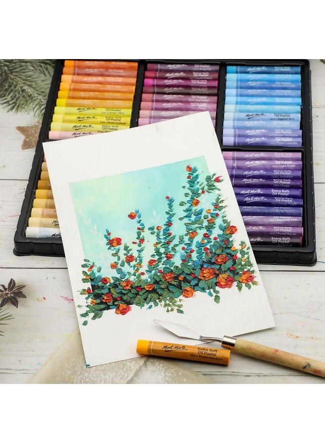 Mont Marte Extra Soft Oil Pastels Vibrant Hues Premium 120Pc Assorted Bright Colors Vibrant Buttery Versatile Art Pastels For Blending Layering & Shading Art Craft Coloring And Sketching  - Image 5