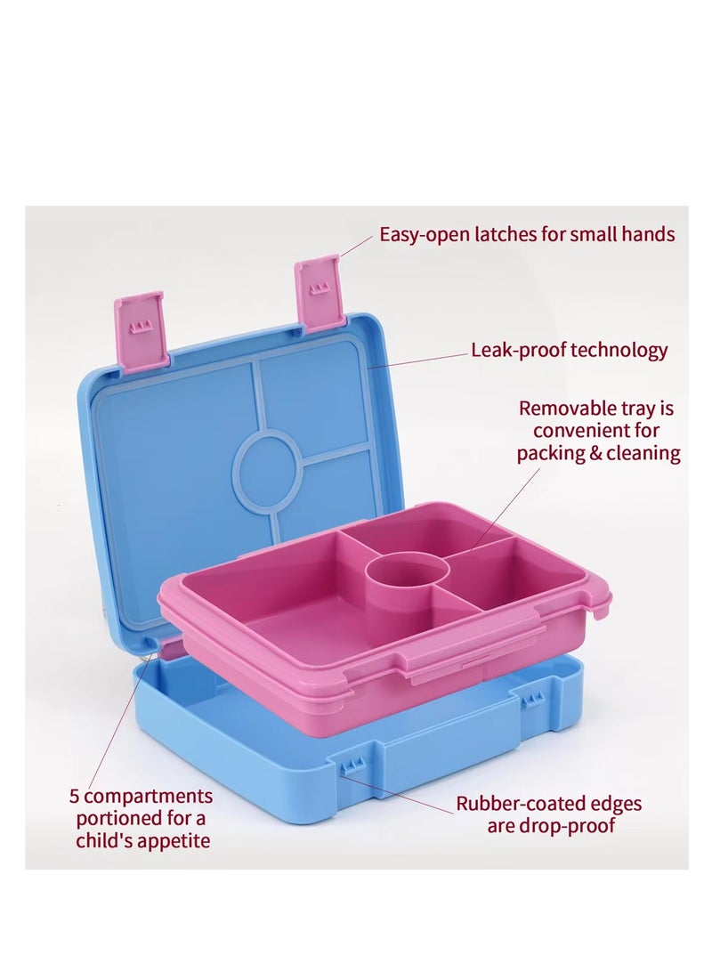 ستار بيبيز مجموعات ستار بيبيز بي تي إس - حقيبة ظهر مدرسية للمراهقين والأولاد والبنات وحقيبة الكتب الابتدائية، صندوق غداء مع 4 حجرات، خالية من البيسفينول أ، مضادة للتسرب - عبوة من قطعتين - أزرق - Image 4